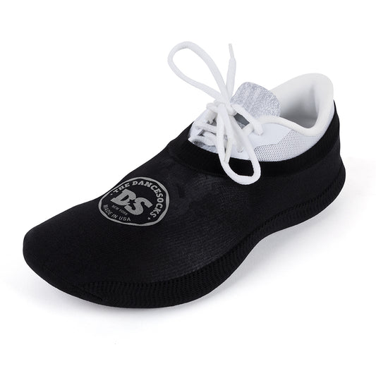 Black Dance Socks over sneakers for Carpet floors. Stop sticking. Reduce injury. Great for dance and dance workouts.