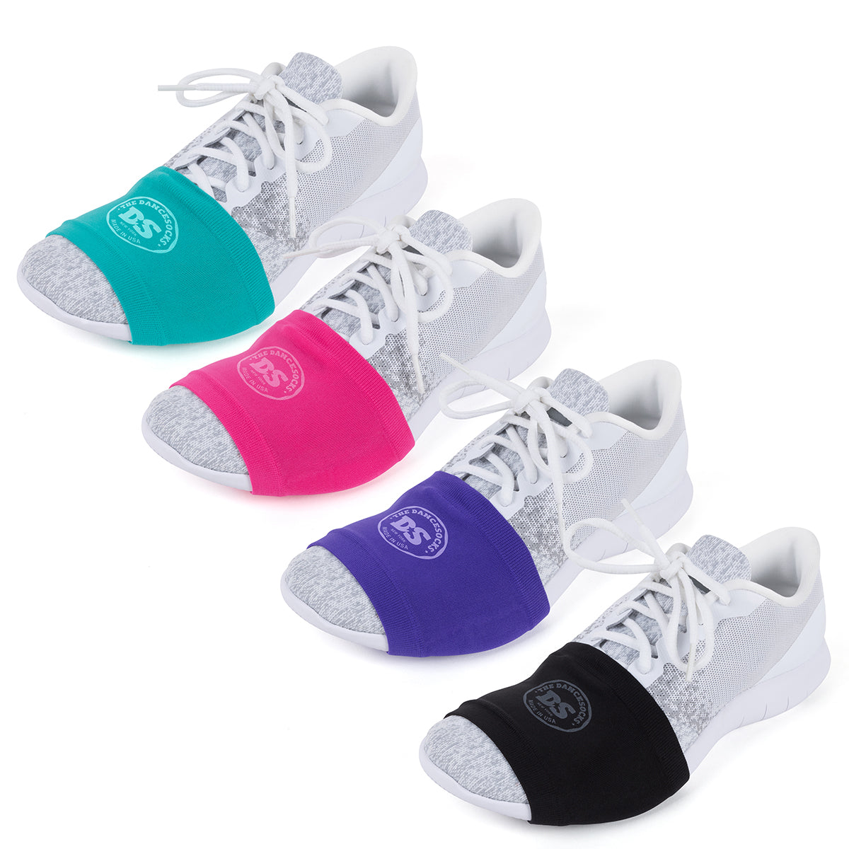 Dance Socks over shoes over sneakers for smooth floors.  Save 10% on website not Amazon or Walmart.  Stop sticking. Reduce injury.  Great for dance and dance workouts like Zumba, Line Dance, Jazzercise.